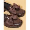 image:imageMakeMeChic Loafers for Women Dressy Bow Leather Square Toe Slip on ShoesBrown
