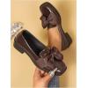 image:imageMakeMeChic Loafers for Women Dressy Bow Leather Square Toe Slip on ShoesBrown