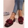 image:imageMakeMeChic Loafers for Women Dressy Bow Leather Square Toe Slip on ShoesBurgundy