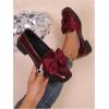 image:imageMakeMeChic Loafers for Women Dressy Bow Leather Square Toe Slip on ShoesBurgundy