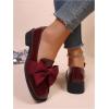 image:imageMakeMeChic Loafers for Women Dressy Bow Leather Square Toe Slip on ShoesBurgundy
