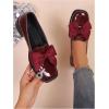 image:imageMakeMeChic Loafers for Women Dressy Bow Leather Square Toe Slip on ShoesBurgundy