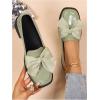 image:imageMakeMeChic Loafers for Women Dressy Bow Leather Square Toe Slip on ShoesOlive Green