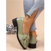 image:imageMakeMeChic Loafers for Women Dressy Bow Leather Square Toe Slip on ShoesOlive Green