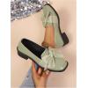 image:imageMakeMeChic Loafers for Women Dressy Bow Leather Square Toe Slip on ShoesOlive Green