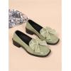image:imageMakeMeChic Loafers for Women Dressy Bow Leather Square Toe Slip on ShoesOlive Green