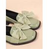 image:imageMakeMeChic Loafers for Women Dressy Bow Leather Square Toe Slip on ShoesOlive Green