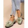 image:imageMakeMeChic Loafers for Women Dressy Bow Leather Square Toe Slip on ShoesOlive Green