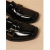 image:imageMakeMeChic Loafers for Women Dressy Bow Leather Square Toe Slip on ShoesPlain Black