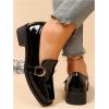 image:imageMakeMeChic Loafers for Women Dressy Bow Leather Square Toe Slip on ShoesPlain Black