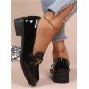 image:imageMakeMeChic Loafers for Women Dressy Bow Leather Square Toe Slip on ShoesSolid Black