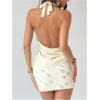 image:imageMakeMeChic Womens 2 Piece Fall Outfits Twisted Backless Crop Top and Sequin Beaded Mini Skirt Clothing SetChampagne
