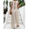image:imageMakeMeChic Womens 2 Piece Linen Set Tank Tops and Pants Vacation Dressy Airport Set OutfitApricot