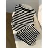 image:imageMakeMeChic Womens 2 Piece Striped Sets Two Piece Vacation Going Out Outfit Crop Tank Top and Mini Shorts SetsBlack and White