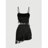 image:imageMakeMeChic Womens 2 Piece Summer Outfits Suede Fringe Sleeveless Cami Top and Shorts Cowgirl SetsBlack