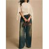 image:imageMakeMeChic Womens Asymmetrical Crop Tops Dressy Blouse Chiffon Mesh Sheer Summer Going Out TopsApricot