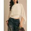 image:imageMakeMeChic Womens Asymmetrical Crop Tops Dressy Blouse Chiffon Mesh Sheer Summer Going Out TopsApricot
