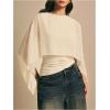 image:imageMakeMeChic Womens Asymmetrical Crop Tops Dressy Blouse Chiffon Mesh Sheer Summer Going Out TopsApricot