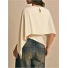 image:imageMakeMeChic Womens Asymmetrical Crop Tops Dressy Blouse Chiffon Mesh Sheer Summer Going Out TopsApricot