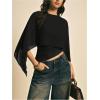 image:imageMakeMeChic Womens Asymmetrical Crop Tops Dressy Blouse Chiffon Mesh Sheer Summer Going Out TopsBlack