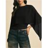 image:imageMakeMeChic Womens Asymmetrical Crop Tops Dressy Blouse Chiffon Mesh Sheer Summer Going Out TopsBlack