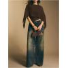 image:imageMakeMeChic Womens Asymmetrical Crop Tops Dressy Blouse Chiffon Mesh Sheer Summer Going Out TopsBrown