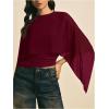 image:imageMakeMeChic Womens Asymmetrical Crop Tops Dressy Blouse Chiffon Mesh Sheer Summer Going Out TopsBurgundy