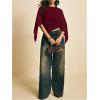 image:imageMakeMeChic Womens Asymmetrical Crop Tops Dressy Blouse Chiffon Mesh Sheer Summer Going Out TopsBurgundy