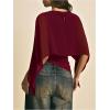 image:imageMakeMeChic Womens Asymmetrical Crop Tops Dressy Blouse Chiffon Mesh Sheer Summer Going Out TopsBurgundy