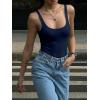 image:imageMakeMeChic Womens Backless Sleeveless Top Round Neck Bodysuit Summer Beach Tank TopsBlue