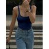image:imageMakeMeChic Womens Backless Sleeveless Top Round Neck Bodysuit Summer Beach Tank TopsBlue