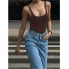 image:imageMakeMeChic Womens Backless Sleeveless Top Round Neck Bodysuit Summer Beach Tank TopsBrown