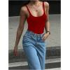 image:imageMakeMeChic Womens Backless Sleeveless Top Round Neck Bodysuit Summer Beach Tank TopsRed