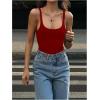image:imageMakeMeChic Womens Backless Sleeveless Top Round Neck Bodysuit Summer Beach Tank TopsRed