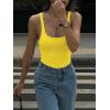 image:imageMakeMeChic Womens Backless Sleeveless Top Round Neck Bodysuit Summer Beach Tank TopsYellow
