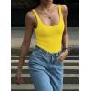 image:imageMakeMeChic Womens Backless Sleeveless Top Round Neck Bodysuit Summer Beach Tank TopsYellow