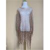 image:imageMakeMeChic Womens Boho Fringe Poncho Tops Crochet Hollow Out Tops Beach Swimsuit CoverupKhaki