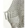 image:imageMakeMeChic Womens Boho Fringe Poncho Tops Crochet Hollow Out Tops Beach Swimsuit CoverupSilver