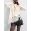 image:imageMakeMeChic Womens Boho Tassel Fringe Sweater Long Sleeve Crew Neck Pullover Fall Knitted Crop TopsApricot