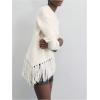image:imageMakeMeChic Womens Boho Tassel Fringe Sweater Long Sleeve Crew Neck Pullover Fall Knitted Crop TopsApricot