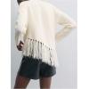 image:imageMakeMeChic Womens Boho Tassel Fringe Sweater Long Sleeve Crew Neck Pullover Fall Knitted Crop TopsApricot