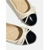 image:imageMakeMeChic Womens Bow Knot Polka Dots Flat Shoes Beaded Closed Toe PU Leather Spring Summer FlatsApricot and Black