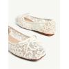 image:imageMakeMeChic Womens Bow Knot Polka Dots Flat Shoes Beaded Closed Toe PU Leather Spring Summer FlatsBeige