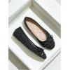 image:imageMakeMeChic Womens Bow Knot Polka Dots Flat Shoes Beaded Closed Toe PU Leather Spring Summer FlatsBlack Plaid