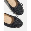 image:imageMakeMeChic Womens Bow Knot Polka Dots Flat Shoes Beaded Closed Toe PU Leather Spring Summer FlatsBlack Plaid