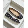 image:imageMakeMeChic Womens Bow Knot Polka Dots Flat Shoes Beaded Closed Toe PU Leather Spring Summer FlatsBlack and Pink