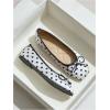 image:imageMakeMeChic Womens Bow Knot Polka Dots Flat Shoes Beaded Closed Toe PU Leather Spring Summer FlatsWhite