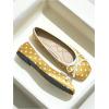 image:imageMakeMeChic Womens Bow Knot Polka Dots Flat Shoes Beaded Closed Toe PU Leather Spring Summer FlatsYellow