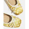 image:imageMakeMeChic Womens Bow Knot Polka Dots Flat Shoes Beaded Closed Toe PU Leather Spring Summer FlatsYellow