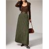 image:imageMakeMeChic Womens Business Casual Corduroy Skirt High Waisted Zip Up A Line Maxi SkirtsArmy Green